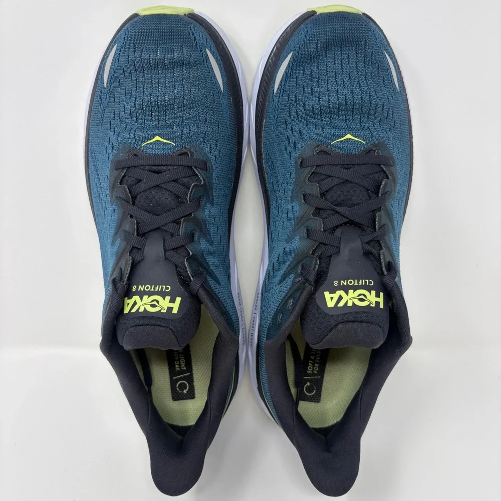 Hoka Clifton 8 Mens Size 10 Blue Green Athletic Running Shoes Sneakers